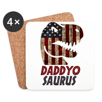 Dinosaure daddyo patriotique - Dessous de verre (lot de 4) - blanc - Devant