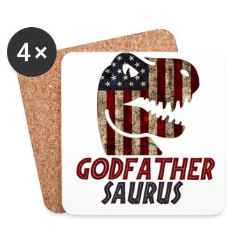 Patriotic Godfather Dinosaur - Coasters (set of 4) - white - Front
