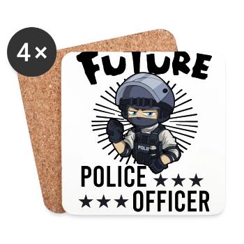 Police Cop Officer Police Office - Untersetzer (4er-Set) - Weiß - Vorne