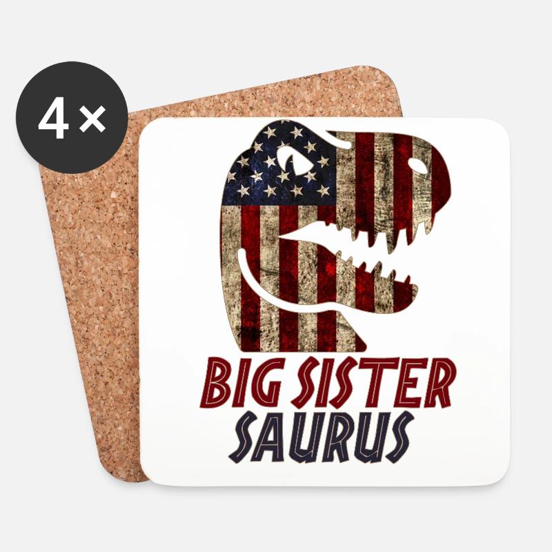 Patriotic Big sister Dinosaur - Untersetzer (4er-Set) - Weiß