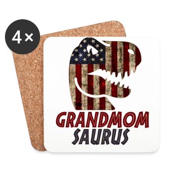 Patriotic Grandmom Dinosaur - Coasters (set of 4) - white - Front