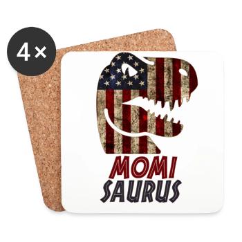 Dinosaure patriotique Momi - Dessous de verre (lot de 4) - blanc - Devant