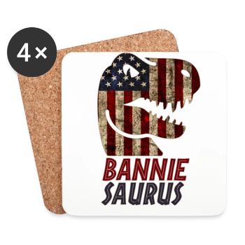 Dinosaure patriotique Bannie - Dessous de verre (lot de 4) - blanc - Devant
