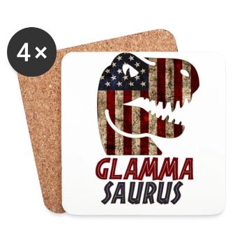 Patriotic Glamma Dinosaur - Coasters (set of 4) - white - Front