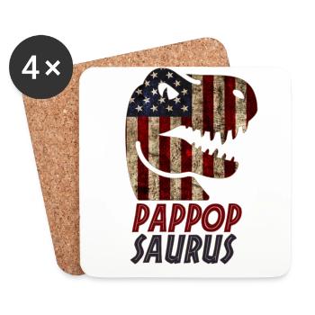 Patriotic Pappop Dinosaur - Coasters (set of 4) - white - Front