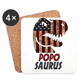 Patriotic Popo Dinosaur - Coasters (set of 4) - white - Front