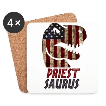 Patriotic Priest Dinosaur - Untersetzer (4er-Set) - Weiß - Vorne