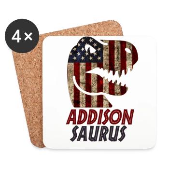 Patriotic Addison Dinosaur Addisonsaurus - Coasters (set of 4) - white - Front