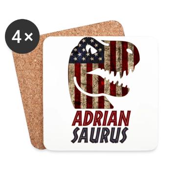 Patriotic Adrian Dinosaur Adriansaurus - Coasters (set of 4) - white - Front