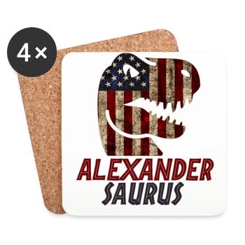 Patriotique Alexander Dinosaur Alexandersaurus - Dessous de verre (lot de 4) - blanc - Devant