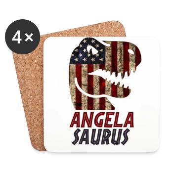 Patriotic Angela Dinosaur Angelasaurus - Untersetzer (4er-Set) - Weiß - Vorne