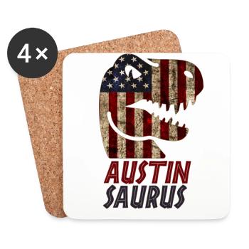 Patriotic Austin Dinosaur Austinsaurus - Untersetzer (4er-Set) - Weiß - Vorne