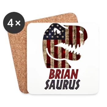 Patriotique Brian Dinosaur Briansaurus - Dessous de verre (lot de 4) - blanc - Devant