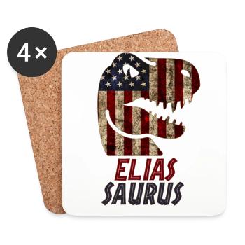 Patriotic Elias Dinosaur Eliassaurus - Coasters (set of 4) - white - Front