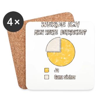 Werde ich mich heute betrinken - Untersetzer (4er-Set) - Weiß - Vorne