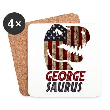 Patriotic George Dinosaur Georgesaurus - Untersetzer (4er-Set) - Weiß - Vorne