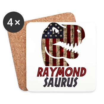 Patriotic Raymond Dinosaur Raymondsaurus - Coasters (set of 4) - white - Front