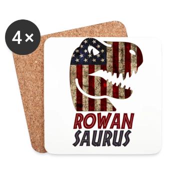 Patriotic Rowan Dinosaure Rowansaurus - Dessous de verre (lot de 4) - blanc - Devant