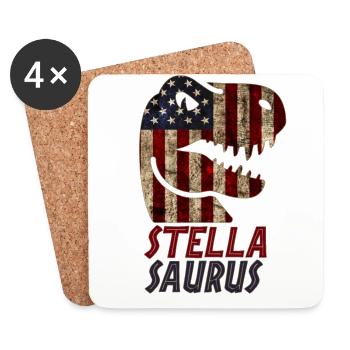 Patriotic Stella Dinosaur Stellasaurus - Untersetzer (4er-Set) - Weiß - Vorne