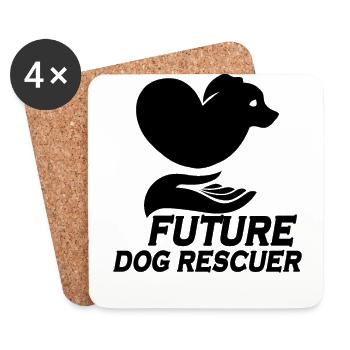 SAUVETAGE DE CHIEN DROITS DES ANIMAUX SAUVETAGE ADOPTION DE CHIENS DE SAUVETAGE - Dessous de verre (lot de 4) - blanc - Devant