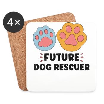 SAUVETAGE DE CHIEN DROITS DES ANIMAUX SAUVETAGE ADOPTION DE CHIENS DE SAUVETAGE - Dessous de verre (lot de 4) - blanc - Devant