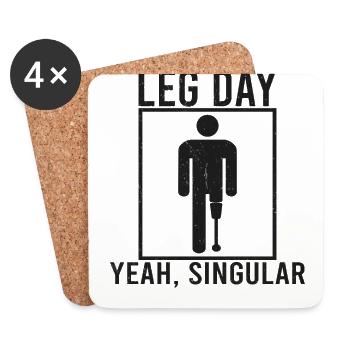 Handicapped Wheelchair Cyborg Leg Arm Amputee - Coasters (set of 4) - white - Front