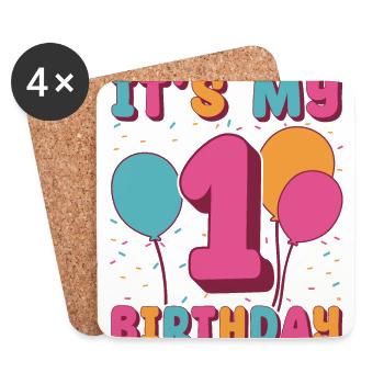 Es Ist Mein 1. Geburtstag - Untersetzer (4er-Set) - Weiß - Vorne