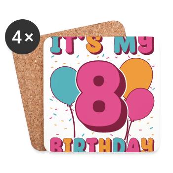 C’est mon 8e anniversaire - Dessous de verre (lot de 4) - blanc - Devant