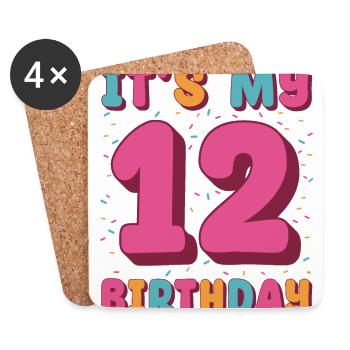 C’est mon 12e anniversaire - Dessous de verre (lot de 4) - blanc - Devant