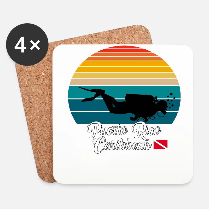 Puerto Rico Plongée dans les Caraïbes - Dessous de verre (lot de 4) - blanc