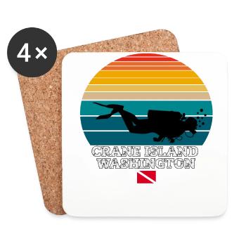Crane Island US Island Plongée sous-marine - Dessous de verre (lot de 4) - blanc - Devant
