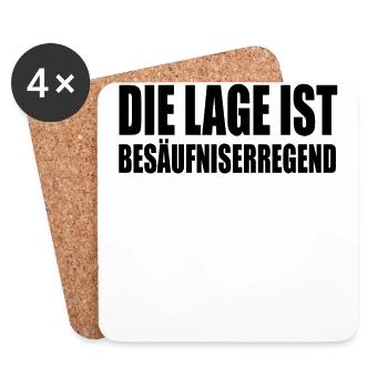 Lustiger Trink Spruch die Lage ist - Untersetzer (4er-Set) - Weiß - Vorne