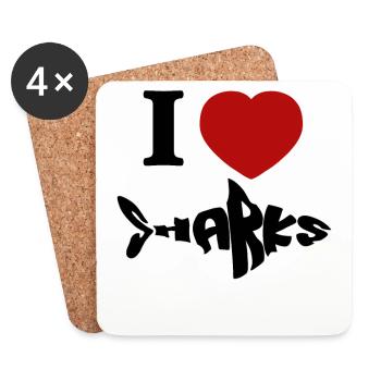 Shark Design i love Sharks - Coasters (set of 4) - white - Front