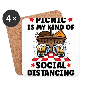 Picnic Lover Pique-Panier de nourriture Date de pique- - Dessous de verre (lot de 4) - blanc - Devant