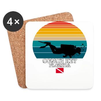 Conch Key Plongée sur les îles américaines - Dessous de verre (lot de 4) - blanc - Devant