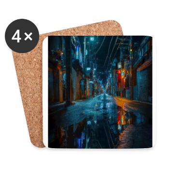 Cyber City SciFi abstrait - Dessous de verre (lot de 4) - blanc - Devant
