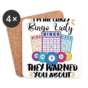 Bingo Jeu de cartes Grand-mère Bingo Joueur Bingo Cartes - Dessous de verre (lot de 4) - blanc - Devant