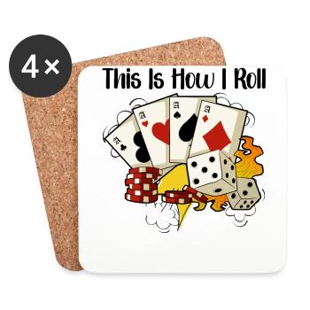 Poker Casino Joueur de poker Jeu Roulette Cadeau - Dessous de verre (lot de 4) - blanc - Devant