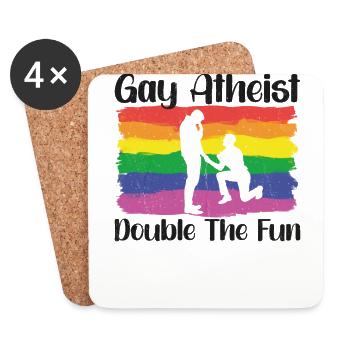 Gay LGBTQ Atheist Atheism Anti Religion Securalism - Coasters (set of 4) - white - Front
