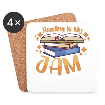 Book Reader Reading Literature Bookworm Gift Idea - Coasters (set of 4) - white - Front