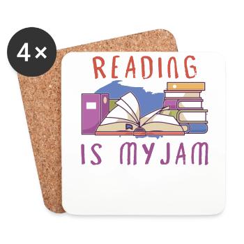 Book Reader Reading Literature Bookworm Gift Idea - Coasters (set of 4) - white - Front