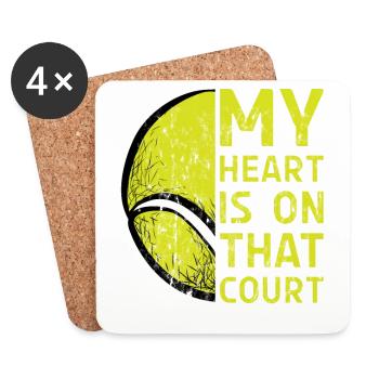 My heart is on that court Tennis - Coasters (set of 4) - white - Front