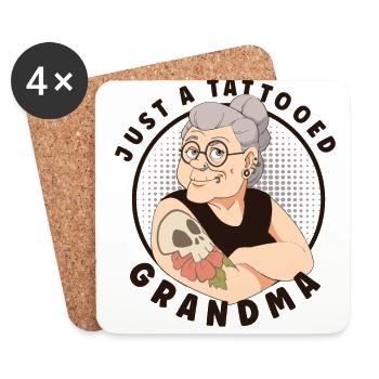 TATTOED GRANDMA TATTOO ARTIST INKING TATTOOS - Untersetzer (4er-Set) - Weiß - Vorne