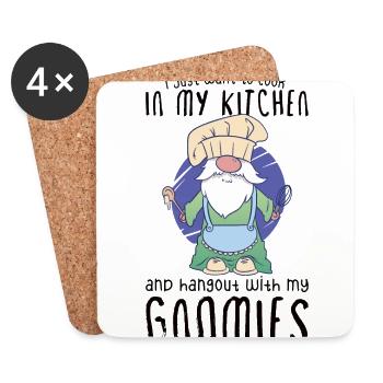 Cuisine Cuisinier Chef Gnomes Gnome Lover Drôle Gnome Gnome - Dessous de verre (lot de 4) - blanc - Devant