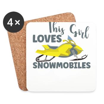 Snowmobile Snowmobile Winter Sports Gift Idea - Coasters (set of 4) - white - Front