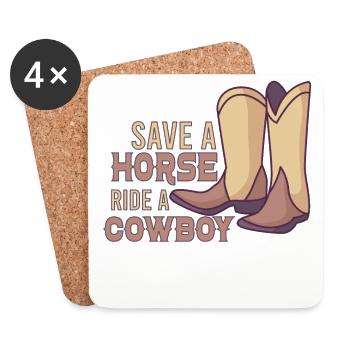 Cowboy Barn Bull Rider Rodeo Country Western - Coasters (set of 4) - white - Front
