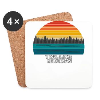 Teal Lake Michigan - Coasters (set of 4) - white - Front