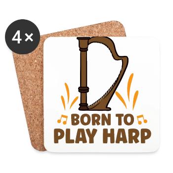Harpe Instrument de musique Professeur de harpe - Dessous de verre (lot de 4) - blanc - Devant