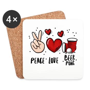 Beer Pong Drinking Game - Coasters (set of 4) - white - Front