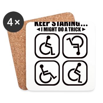 Handicapped Wheelchair Cyborg Leg Arm Amputee - Untersetzer (4er-Set) - Weiß - Vorne
